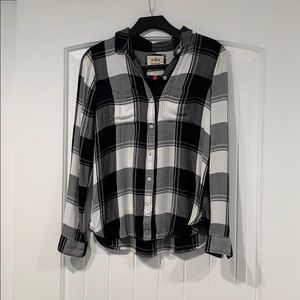 Black & White Plaid Button-Down Shirt